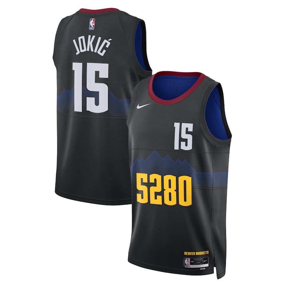 Men Denver Nuggets #15 Nikola Jokic Nike Black City Edition 2023-24 Swingman NBA Jersey->denver nuggets->NBA Jersey